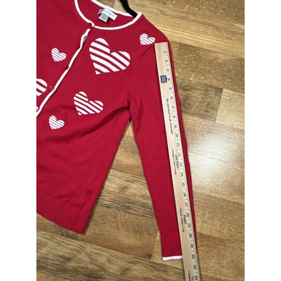 Christopher & Banks Valentines Cardigan Hearts Love Cute Women’s Size Small - Picture 4 of 9
